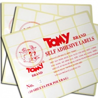 Nhãn dán Tommy khổ A4 các số(100 tờ/tập)