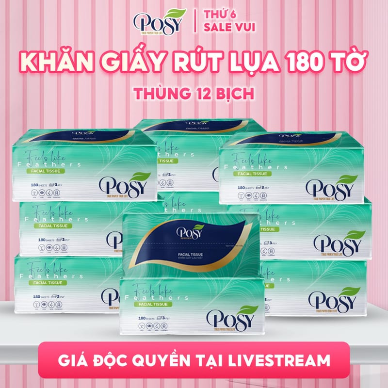 Khăn giấy lau mặt Posy 120 tờ 3 lớp
