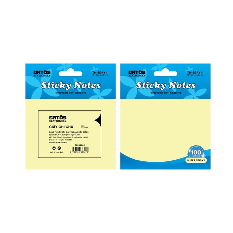 Giấy ghi chú Batos TN-B34Y-1 3inchx4inch
